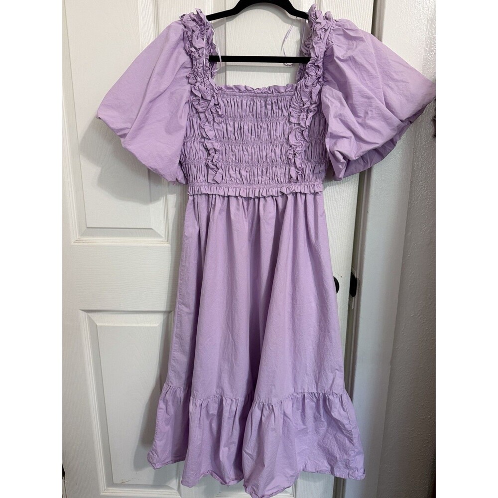 English Factory Women's Lilac Puff Sleeve Midi Dress Size XS Cottagecore